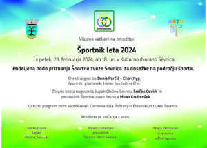 VABILO, ŠPORTNIK LETA 2024 V OBČINI SEVNICA